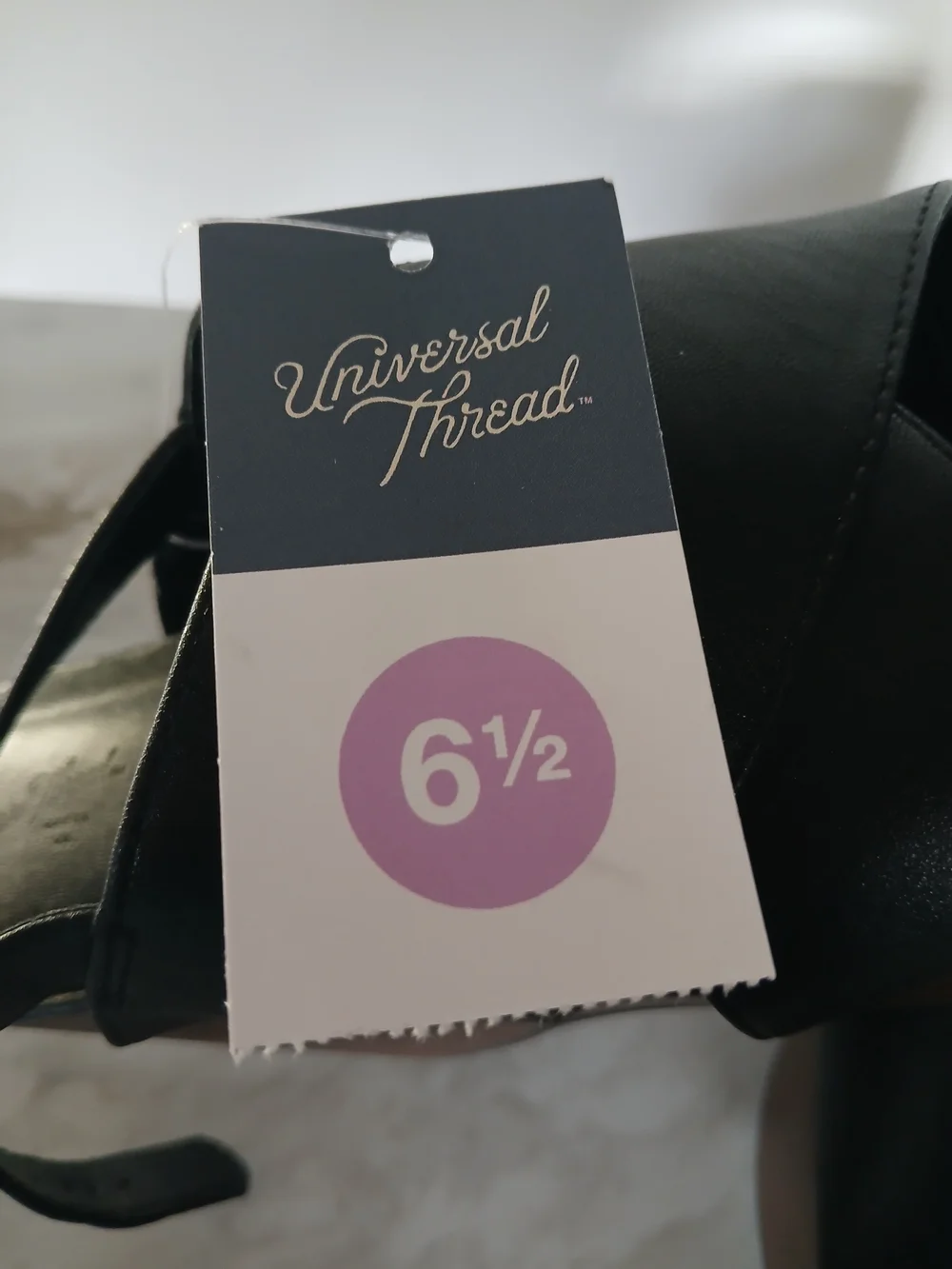 S 6 1/2 Universal Thread Black Crisscross Platform Sandals with Wood-Look Wedge